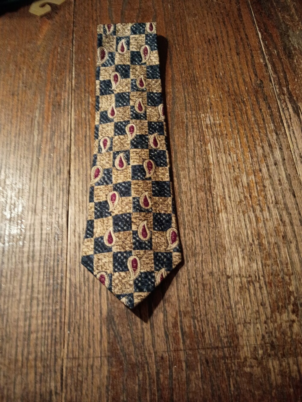 Colours By Alexander Julian Silk Gold Burgundy Blue Mens Necktie